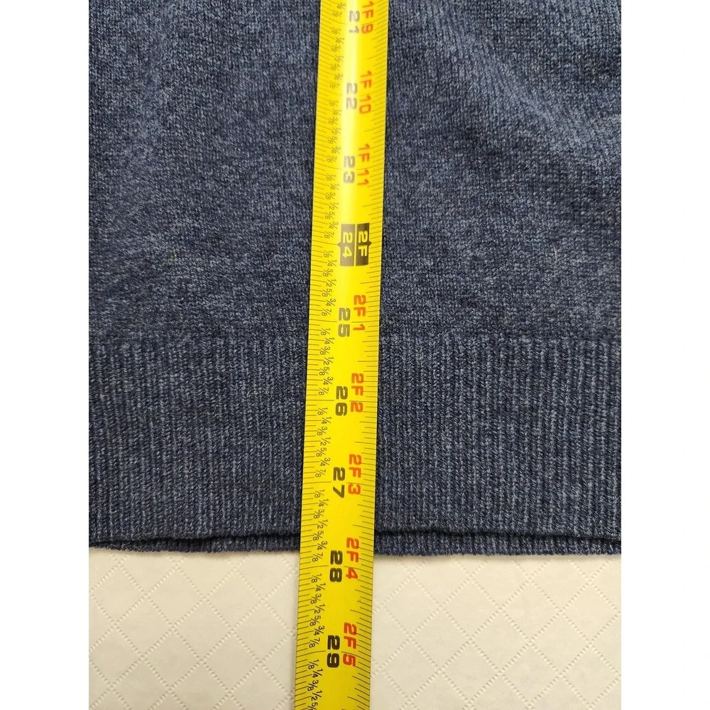 LL Bean Sweater Mens XL Blue Heather V Neck Lambswool Pullover Knit Grandpa